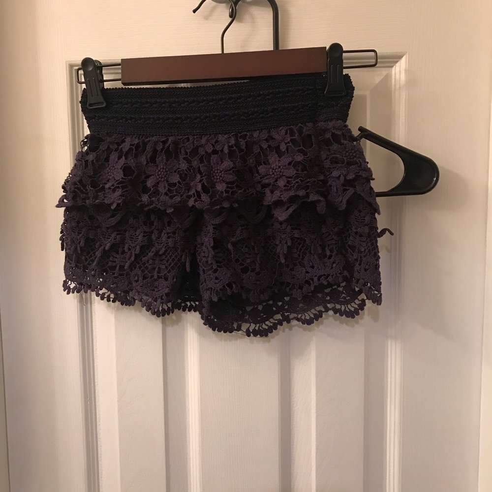 Navy Lace Shorts